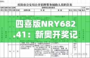 四喜版NRY682.41:新奥开奖记录详查及最新解析定义