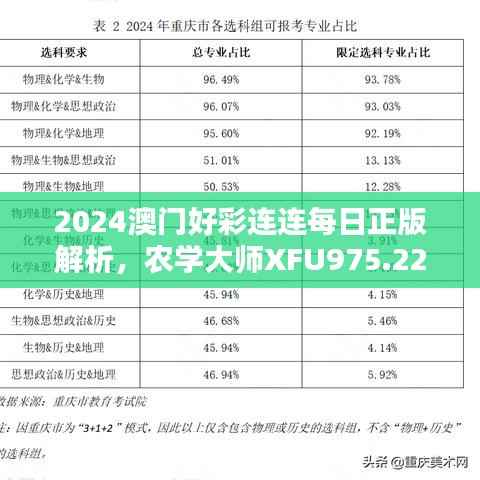2024澳门好彩连连每日正版解析，农学大师XFU975.22独家评测
