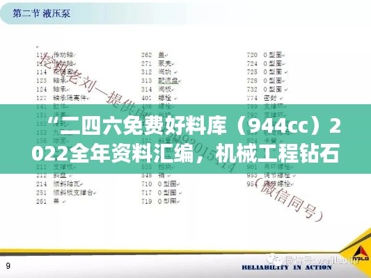 “二四六免费好料库(944cc)2022全年资料汇编,机械工程钻石版PJC902.52”