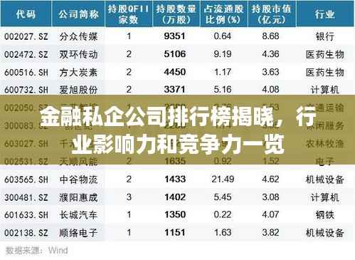 金融私企公司排行榜揭晓，行业影响力和竞争力一览