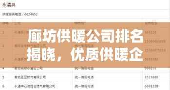 廊坊供暖公司排名揭晓，优质供暖企业榜单出炉！